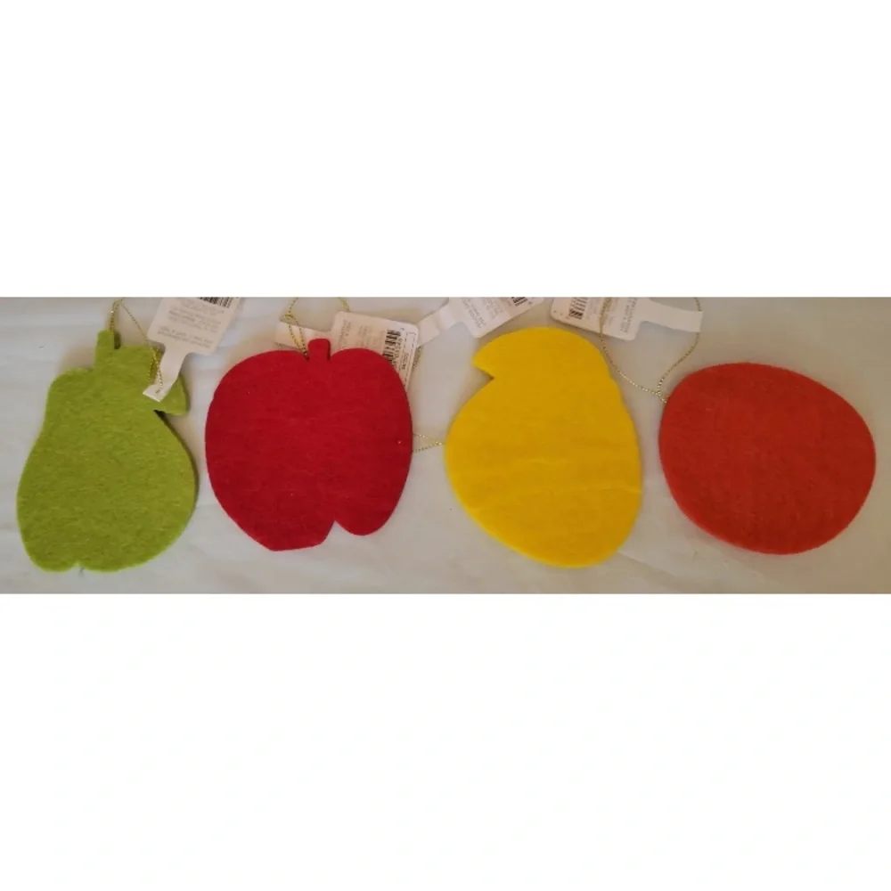 4x 2022 Wondershop Fruit Shaped Sequined Holiday Ornaments Christmas Apple Pear